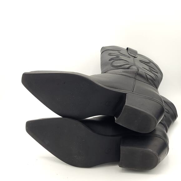 Steve Madden Ladies Western Boot Black Leather embroidered women's Size 10 - Picture 5 of 9